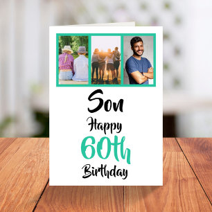 60e anniversaire Son vert moderne photo carte coll