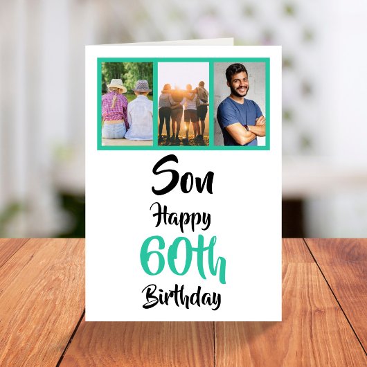60e anniversaire Son vert moderne photo carte coll