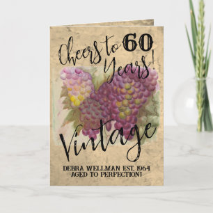 60e anniversaire Vin Vintage Carte de voeux à thèm