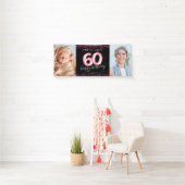 60e Bannière photo Black Pink Joyeux anniversaire (En situation)