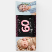 60e Bannière photo Black Pink Joyeux anniversaire (Vertical)