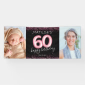 60e Bannière photo Black Pink Joyeux anniversaire (Horizontal)