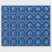 60e Birthday Blue en Gold Glitter Lijst Cadeaupapier (Vlak)