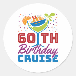 60e 'Birthday' cruise Cruising 60 jaar oud Ronde Sticker