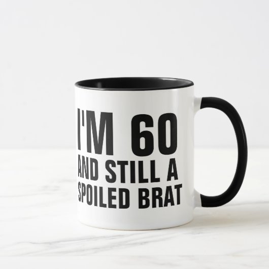60E BIRTHDAY FUNNY COFFEE MUGS, BRAT MOK (Rechts)