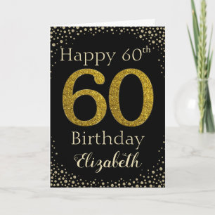 60e Birthday Golden Glitter Kaart