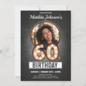  60e Birthday Marquee Glamor Aangepaste foto Kaart (Voorkant)