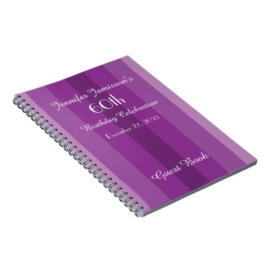 60e Birthday Party Guest Book Paars Notitieboek (Rechterzijde)