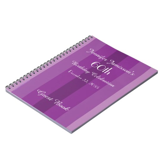 60e Birthday Party Guest Book Paars Notitieboek (Linkerzijde)