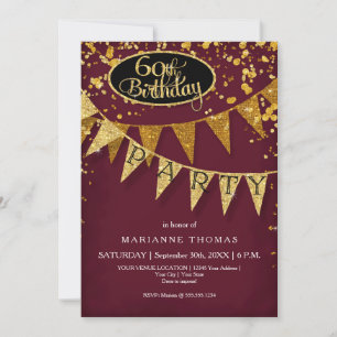 60e Birthday Party Pennant Banner Confetti Kaart