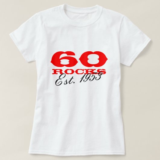 60e Birthday T-shirt | 60 Rocks Est. jaar (Design voorkant)