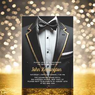 60e Black and Gold Tuxedo verjaardagsevenement Kaart