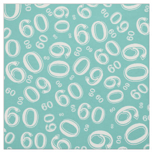 60e Blauwgroen & White Random Number Patroon 60 Stof