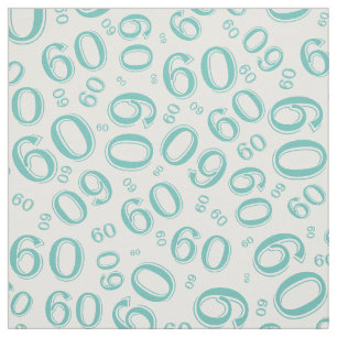 60e Blauwgroen & White Random Number Patroon 60 Stof