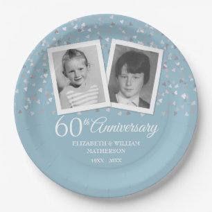 60e bruiloft diamant Jubileum kind foto's Papieren Bordje