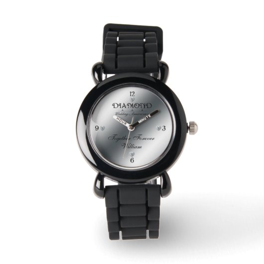 60e bruiloft Jubileum aangepaste horloge diamant (Voorkant)