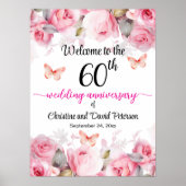 60e bruiloft Jubileum Blush Rozen Welkom Poster (Voorkant)