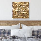 60e bruiloft Jubileum Diamond bruiloft gouden look Canvas Afdruk (Insitu (Slaapkamer))