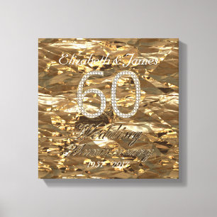 60e bruiloft Jubileum Diamond bruiloft gouden look Canvas Afdruk