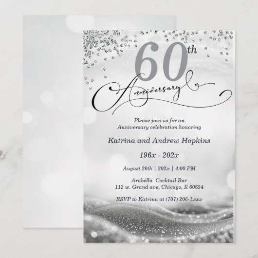60e bruiloft Jubileum Elegant Printable Kaart (Voorkant / Achterkant)
