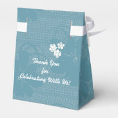60e bruiloft Jubileum Favor Box, Blauw Bloemen Bedankdoosjes (Achterkant)