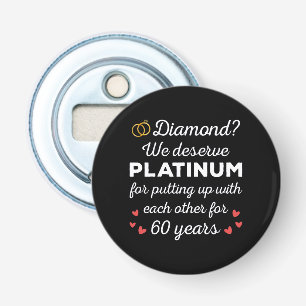 60e bruiloft Jubileum I - Diamond Funny Couple Button Flesopener