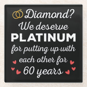 60e bruiloft Jubileum I - Diamond Funny Couple Glazen Onderzetter
