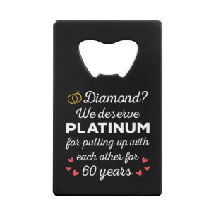 60e bruiloft Jubileum I - Diamond Funny Couple Kredietkaart Flessenopener