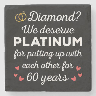 60e bruiloft Jubileum I - Diamond Funny Couple Stenen Onderzetter