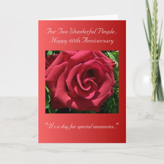 60e bruiloft Jubileum Red Rose Kaart (Voorkant)
