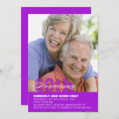 60e bruiloft Jubileum uitnodiging in Paarse (Voorkant / Achterkant)