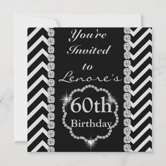 60e CHEVRON RHINESTONE REGARDE Invitation d'annive (Devant)
