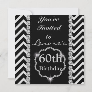 60e CHEVRON RHINESTONE REGARDE Invitation d'annive