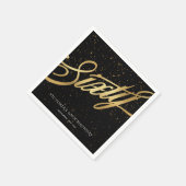 60e Confetti Elegant Calligraphy Gold Black Servet (Hoek)