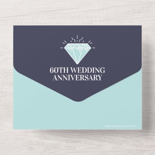 60e diamanten bruiloft feest edelsteen all in one uitnodiging (Achterkant)