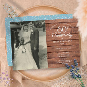 60e Diamanten Bruiloft Foto Rustic Hout Kaart