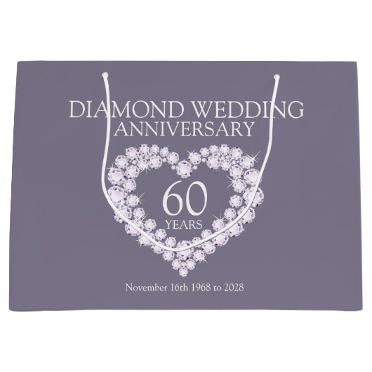 60e diamanten bruiloft fotocadeau tas voor bruilof large cadeauzakje (Voorkant)