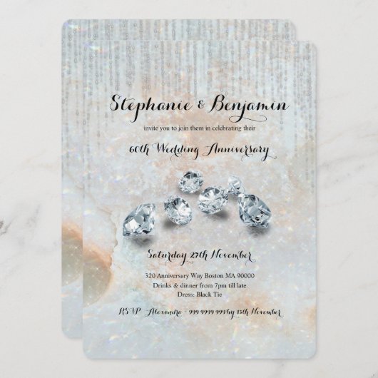 60e Diamanten Bruiloft Hemels Chic Kaart (Voorkant / Achterkant)