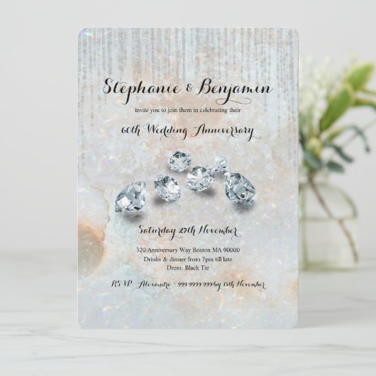 60e Diamanten Bruiloft Hemels Chic Kaart (Staand voorkant)
