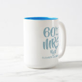 60e diamanten bruiloft 'Mrs Right Fun' Tweekleurige Koffiemok (Voorkant rechts)