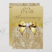 60e Diamanten Bruiloft Nep Sequins Boog Kaart (Voorkant / Achterkant)