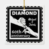 60e diamanten bruiloft traditionele trouwdag keramisch ornament (Achterkant)