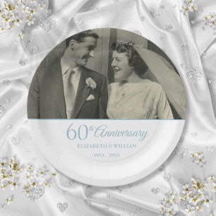 60e Diamanten Huwelijksjubileum Foto Papieren Bordje