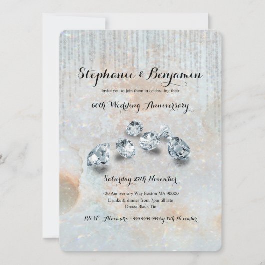 60e Diamanten Huwelijksjubileum Hemels Chic Kaart (Voorkant)
