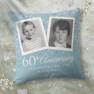 60e Diamanten Huwelijksjubileum Kinderfoto's Kussen