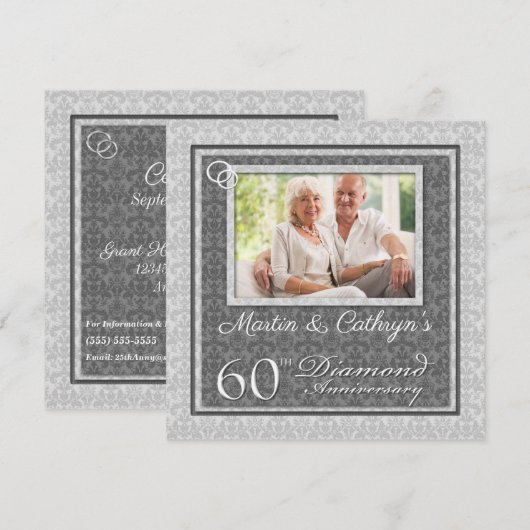 60e Diamanten Huwelijksjubileum met Foto Feest Kaart (Voorkant / Achterkant)