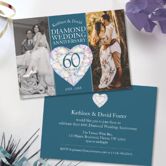 60e diamanten huwelijksjubileum nu en toen foto kaart