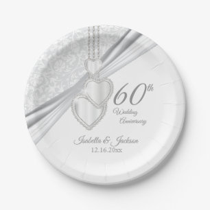 60e Diamanten Huwelijksjubileum op Witte Papieren Bordje