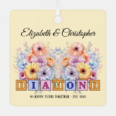 60e diamanten jubileum bloemen perzik metalen ornament (Voorkant)