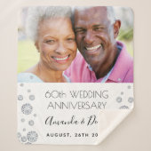 60e diamanten trouwdag foto wit sherpa deken (Voorkant)